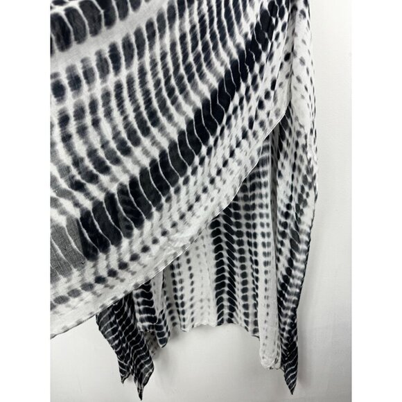 Michael Stars Tie Dye Ruana White Black Lightweight Gauzy Coverup Multi-Use - Picture 3 of 5